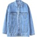 Gozoloma Women's Casual Loose Oversized Denim Jacket Long Sleeved Button Jean Jacket Coat Tops