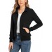 andy & natalie Women's Stand Collar Zip up Long Sleeve Jacket with Pockets Running Sweatshirts Jackets