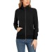 andy & natalie Women's Stand Collar Zip up Long Sleeve Jacket with Pockets Running Sweatshirts Jackets