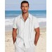 COOFANDY Men's Cuban Guayabera Shirt Short Sleeve Button Down Shirts Casual Summer Beach Linen Shirts