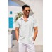 COOFANDY Men's Cuban Guayabera Shirt Short Sleeve Button Down Shirts Casual Summer Beach Linen Shirts