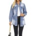 Womens Denim Ripped Distressed Button Down Mid Long Casual Jean Jackets