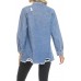 Womens Denim Ripped Distressed Button Down Mid Long Casual Jean Jackets