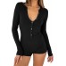 REVETRO Women's 2025 Spring Sexy V Neck Long Sleeve Shorts Romper Y2k One Piece Jumpsuit Bodycon Pajama Set Gym Bodysuit