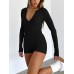 REVETRO Women's 2025 Spring Sexy V Neck Long Sleeve Shorts Romper Y2k One Piece Jumpsuit Bodycon Pajama Set Gym Bodysuit