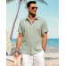 J.VER Men's Cotton Linen Short Sleeve Shirts Casual Button Down Shirt for Men Beach Summer Vacation Wedding Tops
