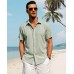 J.VER Men's Cotton Linen Short Sleeve Shirts Casual Button Down Shirt for Men Beach Summer Vacation Wedding Tops
