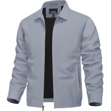 TACVASEN Mens Lightweight Windbreaker Full Zip Up Laydown Collar Jackets Light Casual Coat with Zip Pockets