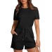 XIEERDUO Rompers for Women 2024 Summer Crewneck Short Jumpsuit Casual Loose Short Sleeve One Piece Outfits with Pockets