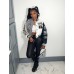 Perbai Women's Cropped Varsity Jacket Colorblock Letter Print Button Down Letterman Bomber Coat with Pockets Y2K Streetwear