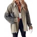 CHICME BEST SHOPPING DEALS Womens Jacket Sequin Patchwork Long Sleeve Jacket Top Button Front Oversized Denim Shacket