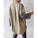 CHICME BEST SHOPPING DEALS Womens Jacket Sequin Patchwork Long Sleeve Jacket Top Button Front Oversized Denim Shacket