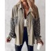 CHICME BEST SHOPPING DEALS Womens Jacket Sequin Patchwork Long Sleeve Jacket Top Button Front Oversized Denim Shacket