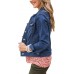 GRAPENT Women's Basic Button Down Long Sleeve Stretchy Jean Trucker Denim Jacket