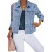luvamia Women's Basic Button Down Stretch Fitted Long Sleeves Denim Jean Jacket