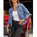 luvamia Women's Basic Button Down Stretch Fitted Long Sleeves Denim Jean Jacket