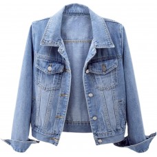 Ladyful Women's Bride Casual Jean Jacket Distressed Ripped Denim Jacket Coat with Pockets