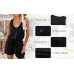 Mafulus Womens Summer Scoop Neck Button Down Sleeveless Jumpsuit Rompers Adjustable Waist Short with Pockets