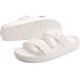 FUNKYMONKEY Women's Comfort Slides Double Buckle Adjustable EVA Flat Sandals