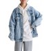 LifeShe Oversized Denim Jacket Women Boyfriend Long Jean Jacket Fall Loose Shacket Trucker Coats