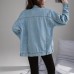 LifeShe Oversized Denim Jacket Women Boyfriend Long Jean Jacket Fall Loose Shacket Trucker Coats