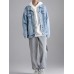 LifeShe Oversized Denim Jacket Women Boyfriend Long Jean Jacket Fall Loose Shacket Trucker Coats