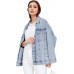 LifeShe Oversized Denim Jacket Women Boyfriend Long Jean Jacket Fall Loose Shacket Trucker Coats