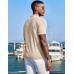 COOFANDY Men's Knit Shirts Short Sleeve Button Down Polo Shirt Fashion Casual Summer Beach Shirts