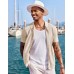 COOFANDY Men's Knit Shirts Short Sleeve Button Down Polo Shirt Fashion Casual Summer Beach Shirts