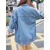 Gozoloma Women's Casual Loose Oversized Denim Jacket Long Sleeved Button Jean Jacket Coat Tops