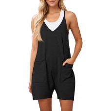 Tongmingyun Womens Summer Casual Sleeveless Rompers Loose Spaghetti Strap Shorts Jumpsuit with Pockets