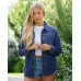 luvamia Denim Jackets for Women Trendy Long Sleeve Button Down Shirt Jacket Jean Shacket with Pocket Western Work Jacket
