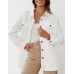 ZESICA Women's Casual Long Sleeve Button Down Loose Lightweight Shacket Shirt Jacket Coat Outerwear with Pockets