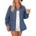 Dokotoo Women's Denim Jacket Oversized Contrast Collar Jean Jackets Spring Outfits 2025 Vintage Long Sleeve Skirts