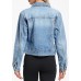 andy & natalie Women's Denim Jackets Cropped Long Sleeve Basic Button Down Crop Jean Shacket with Pockets