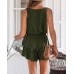 Valphsio Womens V Neck Beach Tank Rompers Flowy Ruffle Layered Shorts Jumpsuit High Waist