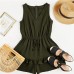 Valphsio Womens V Neck Beach Tank Rompers Flowy Ruffle Layered Shorts Jumpsuit High Waist