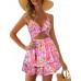 Women's Jumpsuit Sexy V Neck Twist Spaghetti Straps Double Layer Ruffle Hem Mini Short Romper