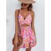 Women's Jumpsuit Sexy V Neck Twist Spaghetti Straps Double Layer Ruffle Hem Mini Short Romper