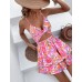 Women's Jumpsuit Sexy V Neck Twist Spaghetti Straps Double Layer Ruffle Hem Mini Short Romper
