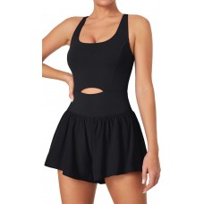 IUGA Workout Romper Tummy Control Padded Athletic Romper with Shorts Running Onesie Jumpsuits Summer Outfits Set Gym Clothes