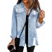 Dokotoo Women's Oversized Denim Jacket Casual Long Sleeve Denim Shirts Distresse Jean Jacket 2025 Spring Outfits