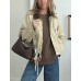 Womens Cropped Jacket Contrast Collar Utility Coat Cargo Jacket Barn Jacket Outwear with Pockets