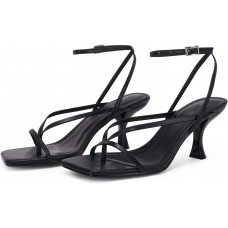 PiePieBuy Women's Lace Up Heeled Sandals Square Flip Flop High Heels Strappy Party Shoes