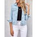 LookbookStore Women's Basic Long Sleeves Button Down Fitted Denim Jean Jackets
