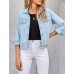 LookbookStore Women's Basic Long Sleeves Button Down Fitted Denim Jean Jackets