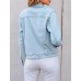 LookbookStore Women's Basic Long Sleeves Button Down Fitted Denim Jean Jackets
