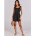 Caracilia Women's Summer Casual Smocked Rompers Square Neck Sleeveless Loose Shorts Jumpsuit 2025 Beach Vacation Outfits