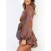 Relipop Womens Floral Print Romper V Neck Long Sleeve Double Layer Ruffle Hem Shorts Jumpsuit 2025 Beach Vacation Outfits
