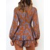 Relipop Womens Floral Print Romper V Neck Long Sleeve Double Layer Ruffle Hem Shorts Jumpsuit 2025 Beach Vacation Outfits